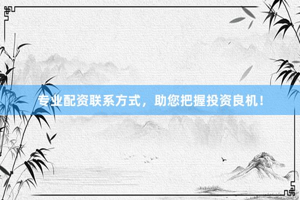 专业配资联系方式，助您把握投资良机！