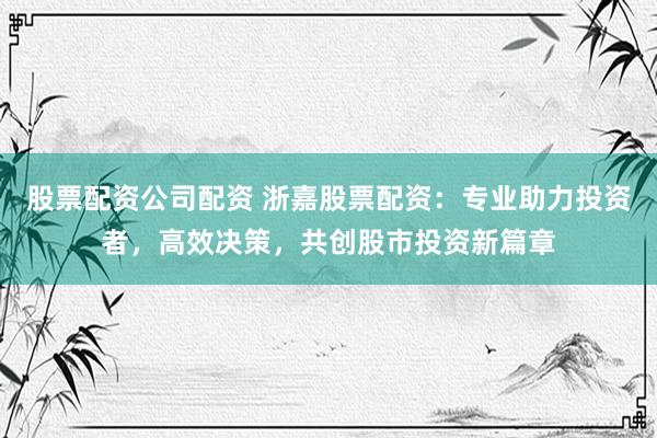 股票配资公司配资 浙嘉股票配资：专业助力投资者，高效决策，共创股市投资新篇章