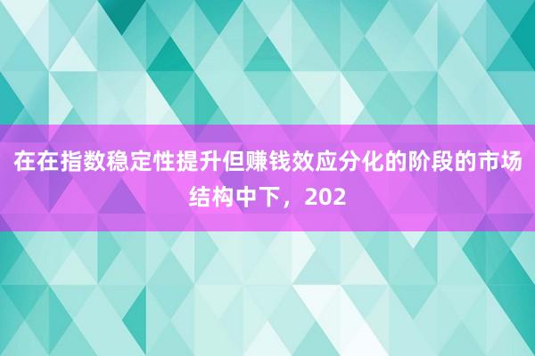在在指数稳定性提升但赚钱效应分化的阶段的市场结构中下，202