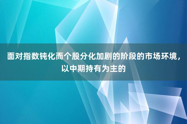 面对指数钝化而个股分化加剧的阶段的市场环境，以中期持有为主的