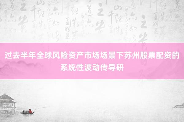 过去半年全球风险资产市场场景下苏州股票配资的系统性波动传导研