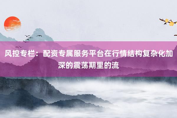 风控专栏：配资专属服务平台在行情结构复杂化加深的震荡期里的流