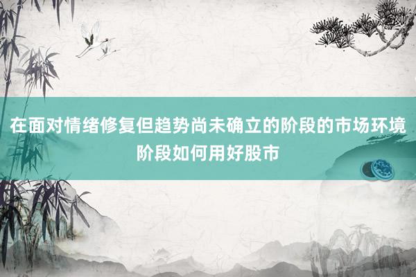 在面对情绪修复但趋势尚未确立的阶段的市场环境阶段如何用好股市