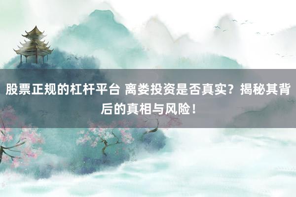 股票正规的杠杆平台 离娄投资是否真实？揭秘其背后的真相与风险！